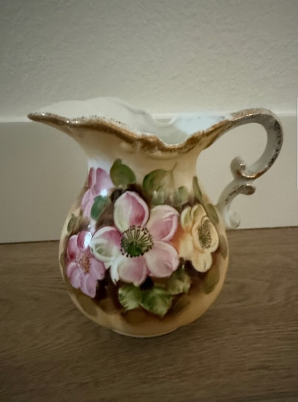 Vintage ARDCO Hand-Painted Floral Water Pitcher